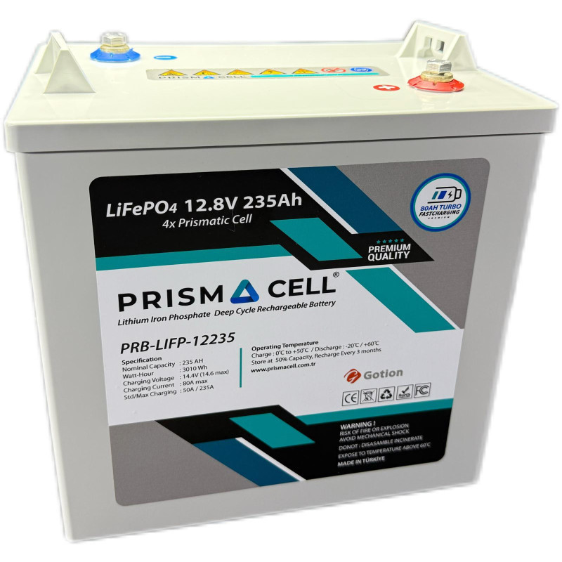 Prismacell 12.8 235Ah LiFePO4 lityum akü karavan marin